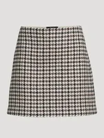 Wool Mini Skirt Houndstooth Print