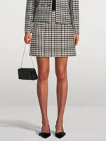 Wool Mini Skirt Houndstooth Print