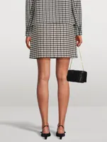 Wool Mini Skirt Houndstooth Print