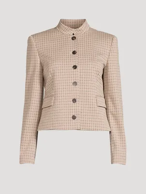 Cropped Jacket Houndstooth Print