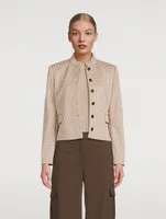 Cropped Jacket Houndstooth Print