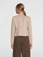 Cropped Jacket Houndstooth Print