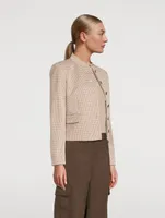 Cropped Jacket Houndstooth Print