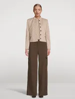 Cropped Jacket Houndstooth Print