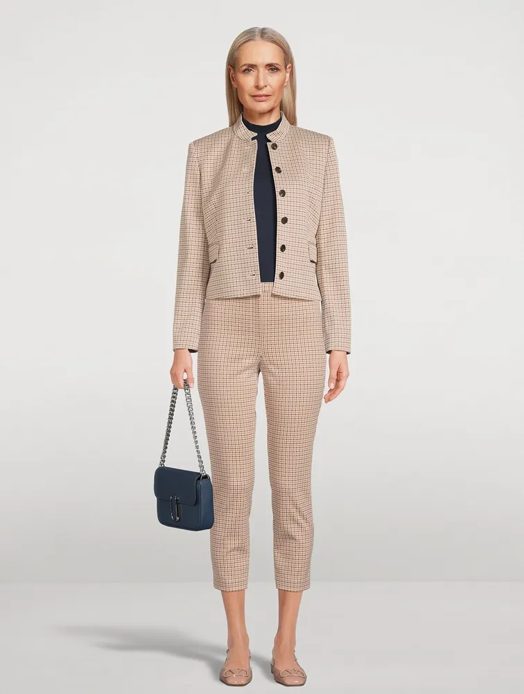 Slim Trousers Houndstooth Print