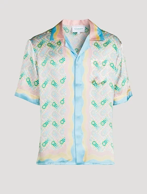 Ping Pong Silk Short-Sleeve Shirt Monogram Print