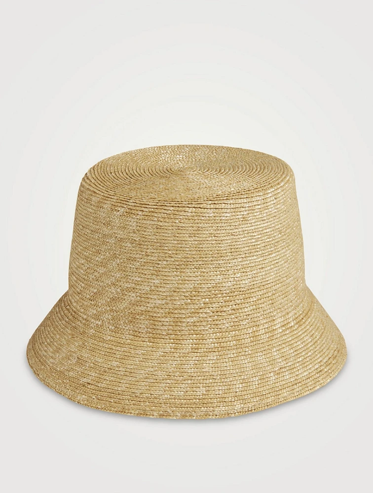 V Detail Straw Bucket Hat