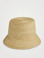 V Detail Straw Bucket Hat