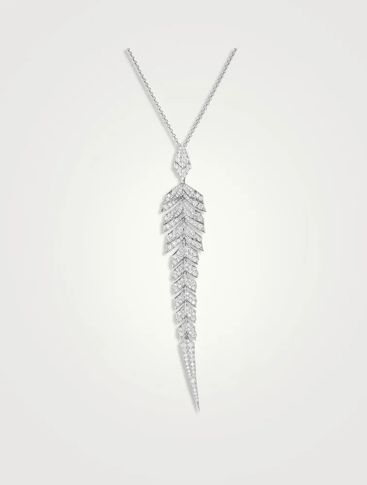 Magnipheasant 18K White Gold Pendant Necklace With Pavé Diamonds