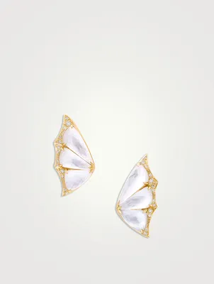 Fly By Night 18K Gold Crystal Haze Earrings With Mother-Of-Pearl And Diamonds