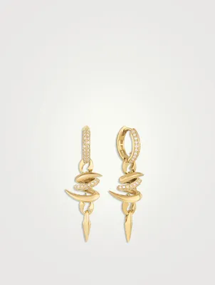 Thorn Embrace 18K Gold Entwined Drop Earrings With Diamonds