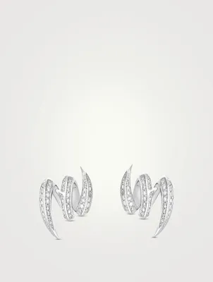 Thorn Embrace 18K White Gold Entwined Stud Earrings With Diamonds