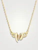 Thorn Embrace 18K Gold Entwined Inline Pendant Necklace With Diamonds