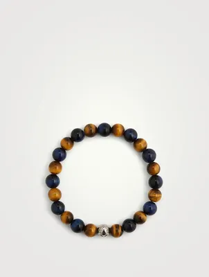Beaded Bracelet With Blue Dumortierite And Brown Tiger Eye