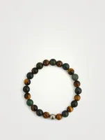 Beaded Bracelet With Aquatic Agate, Brown Tiger Eye