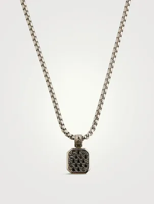 Stainless Steel Necklace with Black Square Pendant
