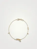 Gold Blossom Chain Bracelet With Gems