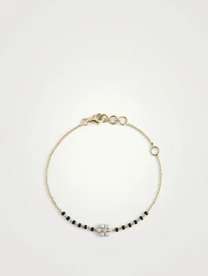 Anira Gold Beaded Chain Bracelet With Gems