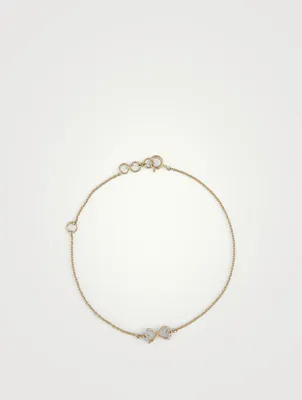 Gold Twist Heart Chain Bracelet With Gems