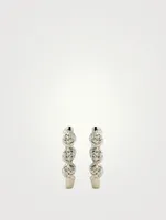 White Gold Cluster Hoop Earrings With Gems