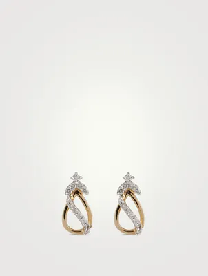 Tress Gold Stud Earrings With Gems