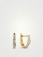 Gold Stripe Hoop Earrings With Gems