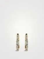 Gold Stripe Hoop Earrings With Gems