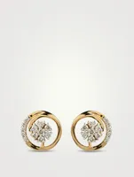 Gold Swirl Stud Earrings With Gems