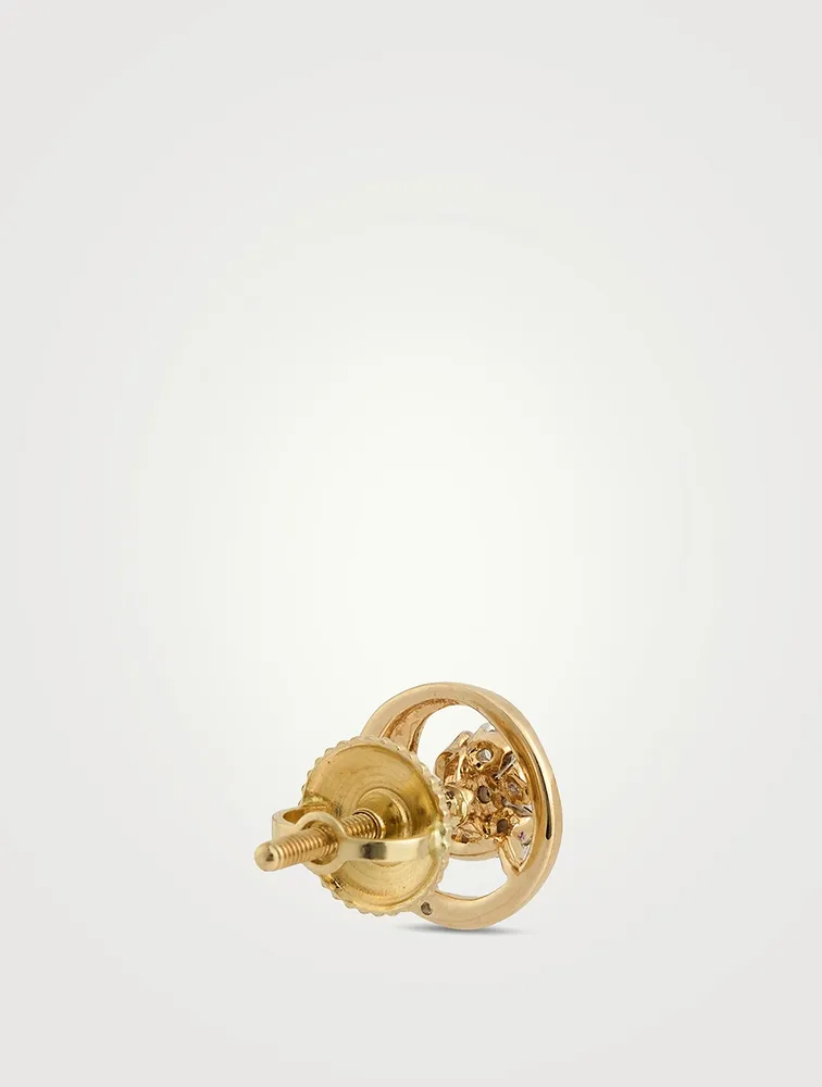 Gold Swirl Stud Earrings With Gems