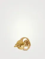 Gold Swirl Stud Earrings With Gems