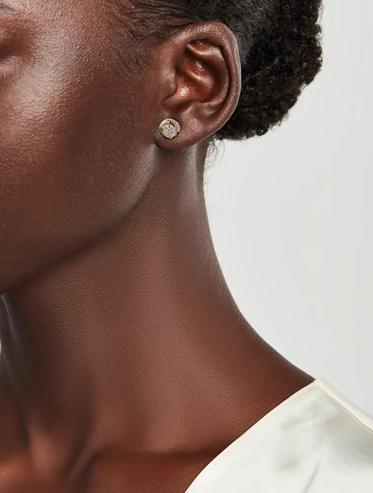 Gold Swirl Stud Earrings With Gems