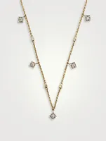 Gold Quad Fine Necklace With Gems