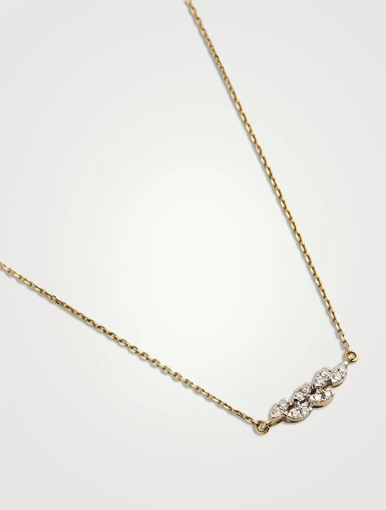 Gold Petal Cluster Necklace With Gems