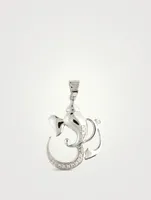 White Gold Ganesh Om Charm With Gems