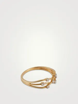 Gold Intertwined Ring With Gems