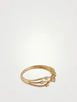 Gold Intertwined Ring With Gems