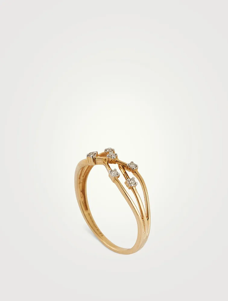 Gold Intertwined Ring With Gems