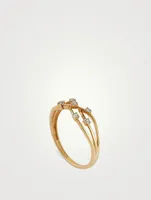 Gold Intertwined Ring With Gems