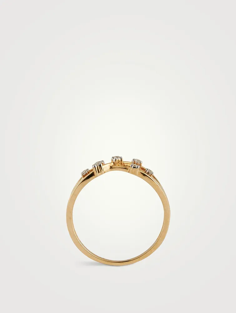 Gold Intertwined Ring With Gems