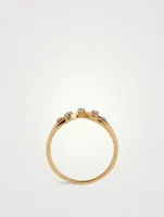 Gold Intertwined Ring With Gems