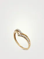 Gold Duo V Ring With Gems