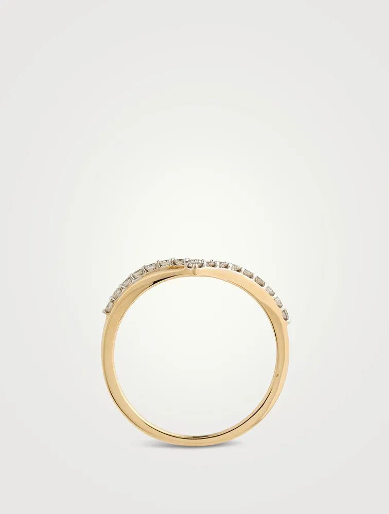 Gold Duo V Ring With Gems