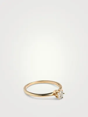 Gold Glitter Plate Ring With Gems