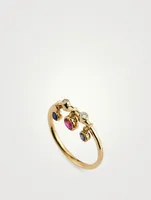 Gold Dangling Stack Ring With Gems