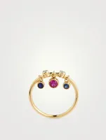 Gold Dangling Stack Ring With Gems