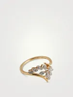 Gold Petals Ring With Gems