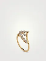 Gold Petals Ring With Gems