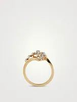 Gold Petals Ring With Gems