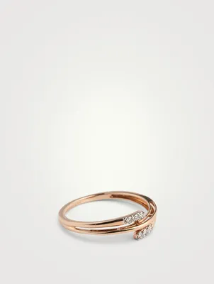 Rose Gold Classic Treble Ring With Gems