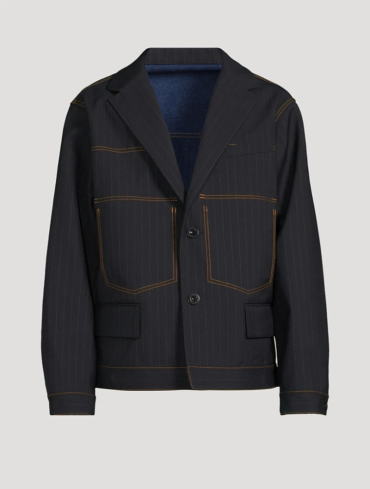 Bonding Jacket Chalk Stripe Print